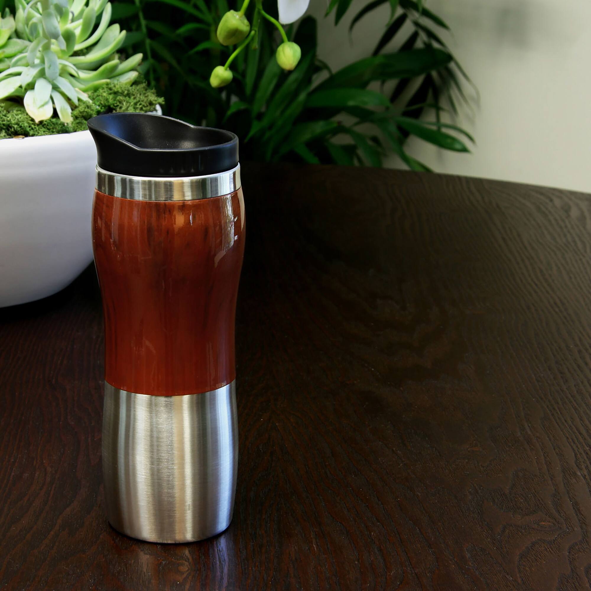 Gibson Home® Monaco Cafe 15oz. Stainless Steel Thermal Insulated Travel Mug Cup with Lid